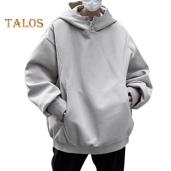 

Осень-зима Мужская толстовка с капюшоном с большими карманами, застегивающимся на пуговицы капюшоном, свободными эластичными манжетами, теплый пуловер средней длины, однотонный топ в стиле хип-хоп для занятий спортом, повседневной носки M абрикосовый