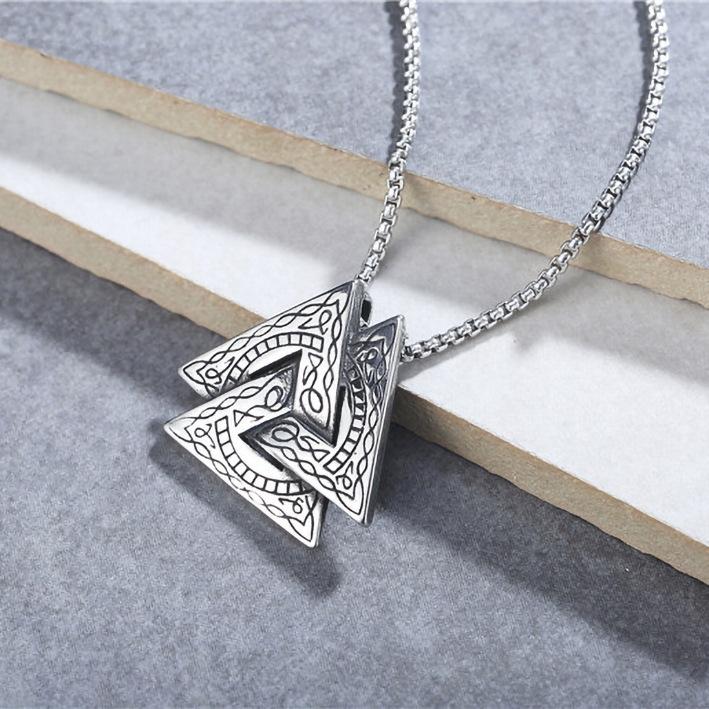 Accessories Personalized Vintage Viking Triangle Men'S Titanium Steel Pendant Necklace
