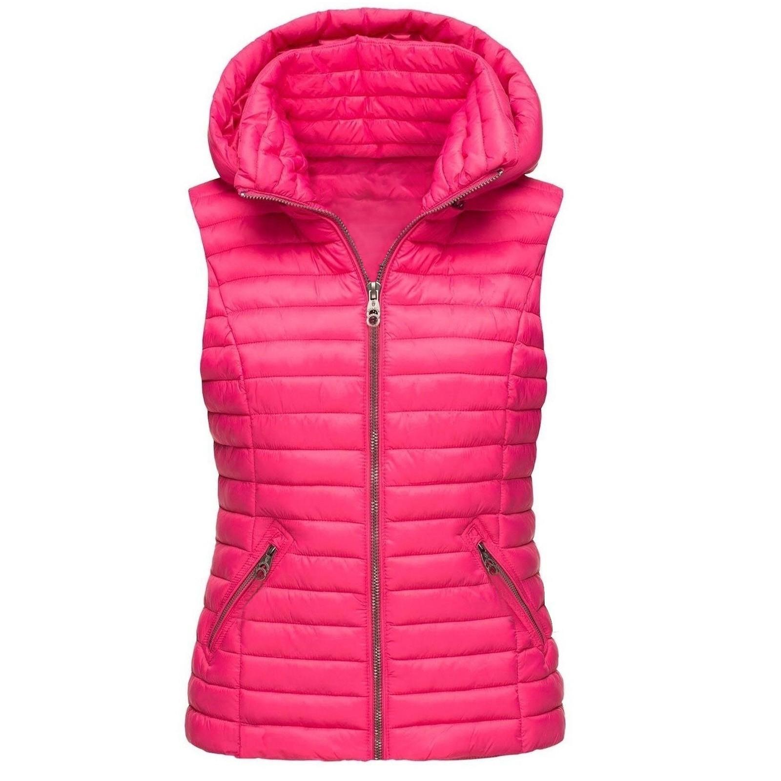 

Женская мода однотонная хлопковая жилетка на молнии без рукавов хлопковая куртка XXL горячий розовый