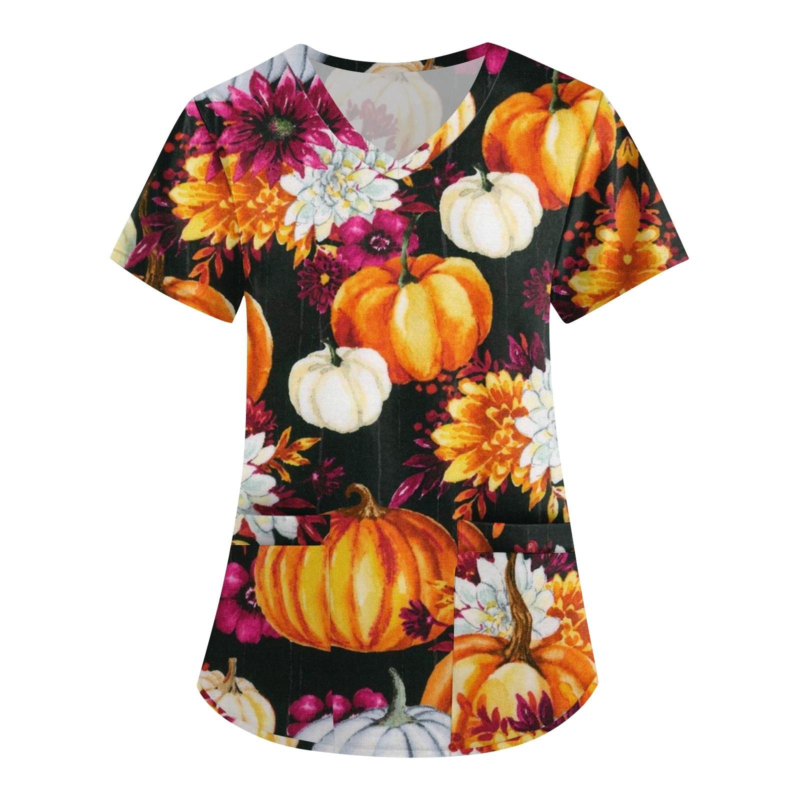 

Женская мода V-образный вырез с короткими рукавами рабочая одежда Хэллоуин принт верх платье L жёлтый