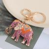 Keychain Sparkling Rhinestones Inlaid Elephant Design Keychain Pendant Enamel Oil Drip Process Smooth Edges Spring Buckle Key Holder Car Keys Good