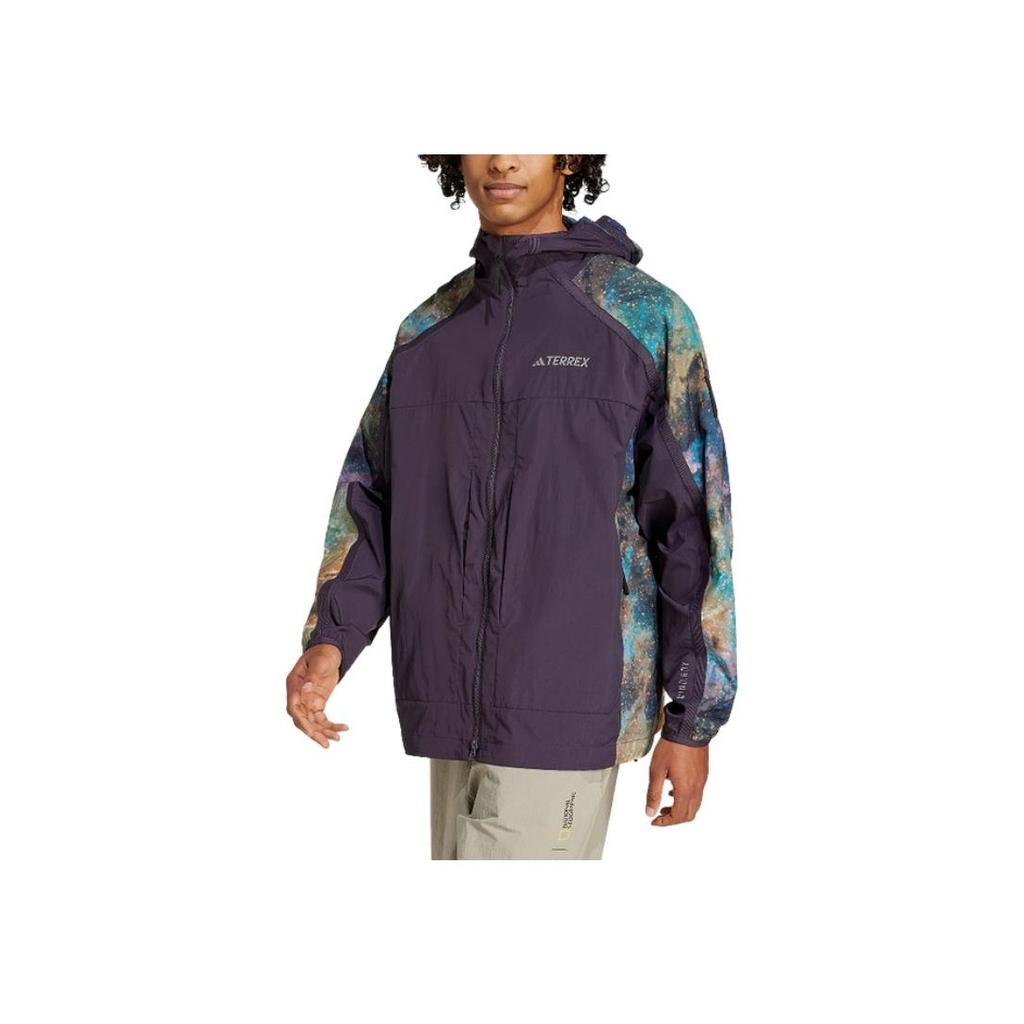 Adidas Terrex Outdoor Sports Casual Woven Hooded Jacket Men Jacket Purple JD5839