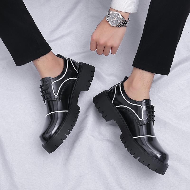 Fashion New Thick Bottom Classic Lace-Up Male Oxfords Height Increase Comfortable Casual Shoes All-match Antiskid for Men Business Shoes