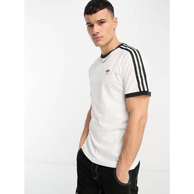 

Белая футболка с тремя полосками adidas Originals