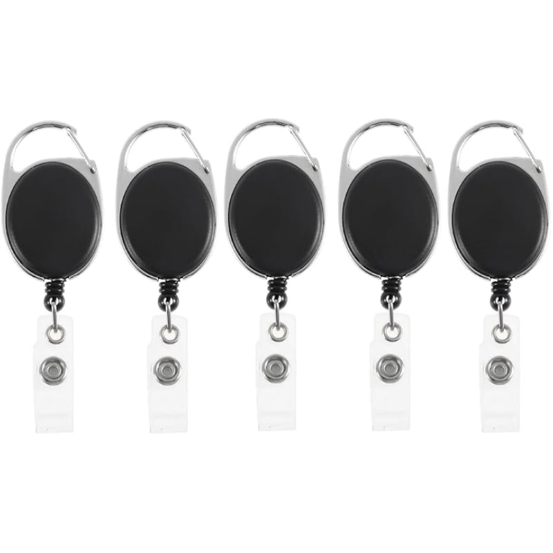 GLUN Oval Black Colour Retractable Reel ID Card Holder, ID Badge Reel Clip On Card Holders