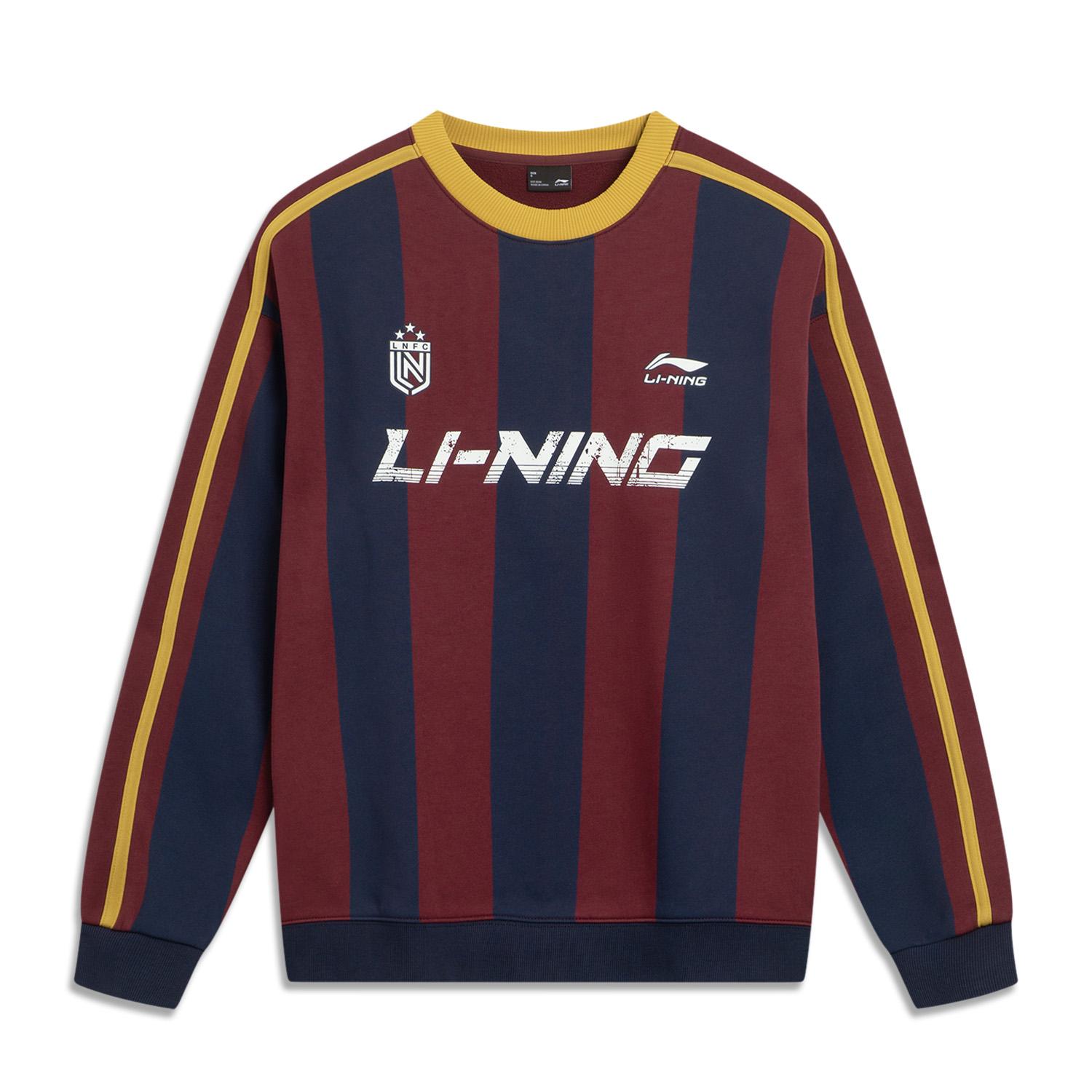 Li-Ning AWDVH87-2 Unisex Fleece Lined Crew Neck Sweatshirt Striped S