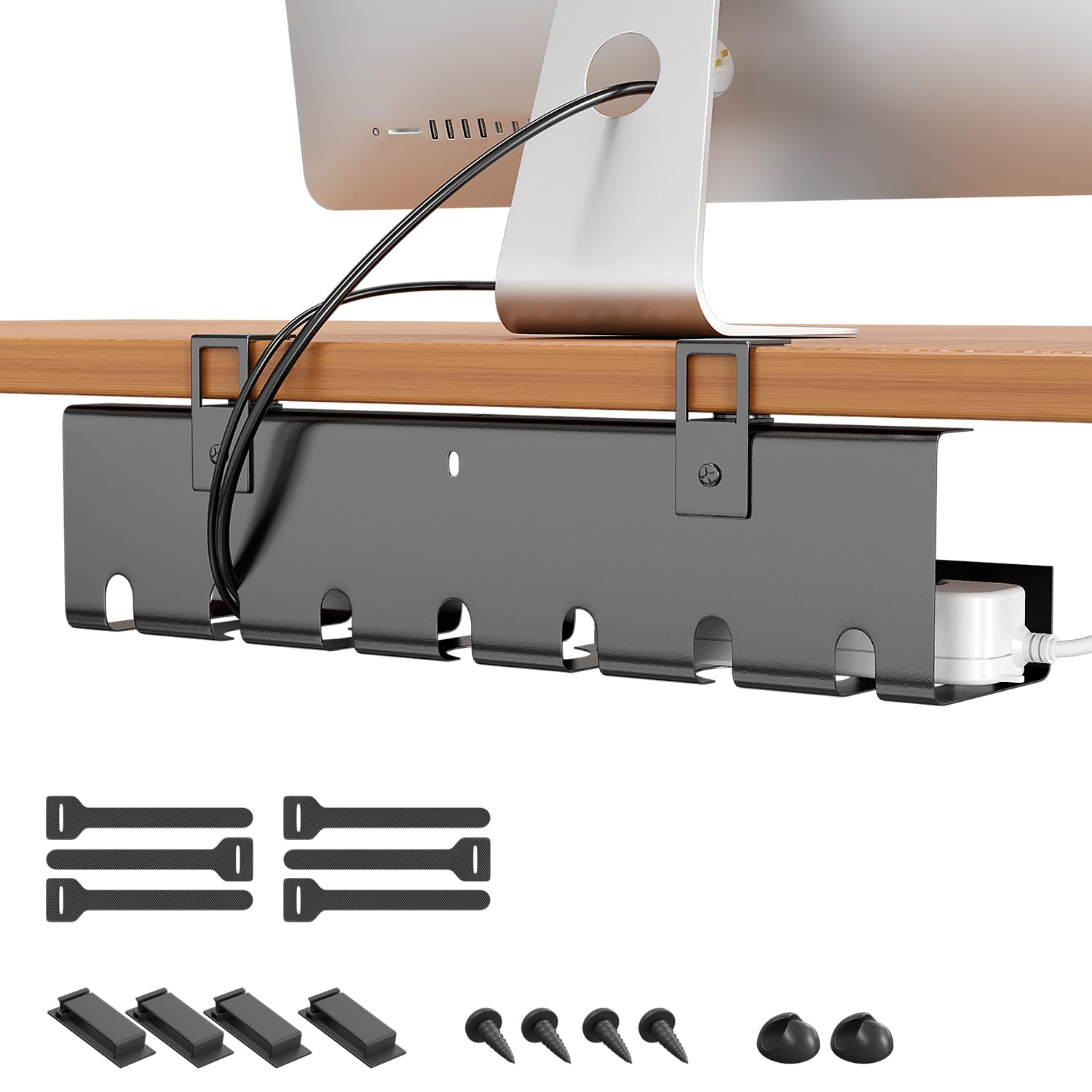 ICHIYO Кабель Без Сверления Под Стол Кабель Розетка для Кабелей Кабельный Провод Кабель Кабель 43см Лоток, Черный, Требуется, Организация, Хранение, Хранение, Стойка, Лоток, чёрный