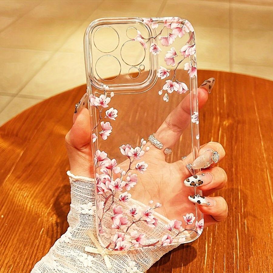 Minimalist Art Sakura Phone Case Suitable for iPhone 17 16 15 14 13 12 11 Pro/Max/Plus Anti Drop and Anti Shock Back Cover