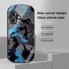 Camouflage Blue For Apple IPhone 16 11 13 15 14 Pro Max 12 Mini 7 8 Plus XR X XS Elliptical Shaped Tempered Glass Phone Case