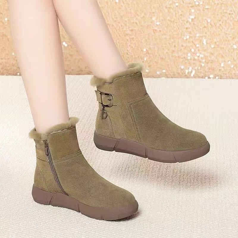 Retro matte snow boots women's velvet thickened warm winter cotton shoes new non-slip thick-soled short boots