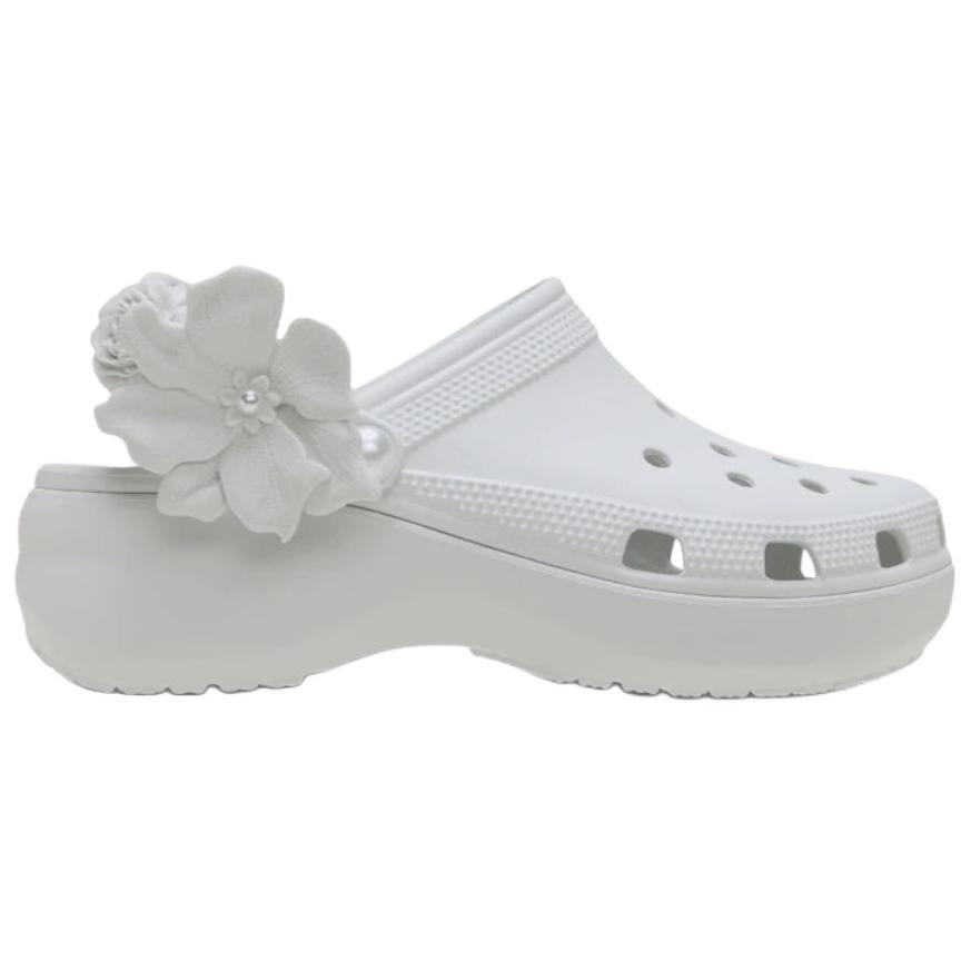 Crocs Classic Platform Bouquet Clog Plastic Trendy Hole Shoes Women's White