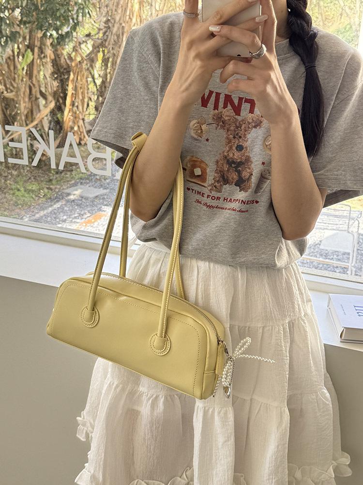 Korean Version Niche Design Women's Bag 2025 New Baguette Bag Simple and Versatile Shoulder Underarm Bag Boston Bag