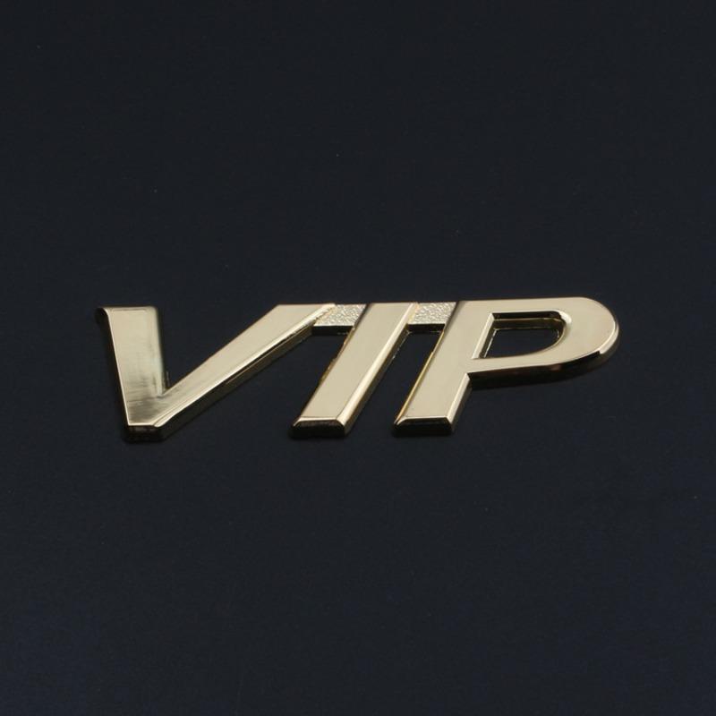 New Personalized VIP Car Logo Car VIP Word Logo Side Logo Decorative Sticker Modified Metal Tail Logo JP Car Sticker