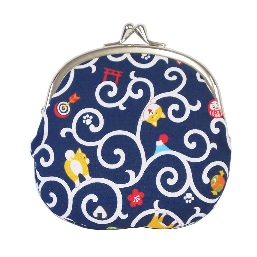 Made In Coin Dog Cotton 12 X Coin Japanese Shiba Navy Blue Kyosuke, Japan, Purse, Pouch, 11.5 Cm, 3.3 Inches, Purse, Wallet, Goods, Enkiya, Inu,