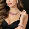 1SET/4PCS European and American Candy-colored Fashion Necklace, Earrings, Bracelet Set, Exquisite Flash Diamond Wedding Jewelry, Court Style Jewelry