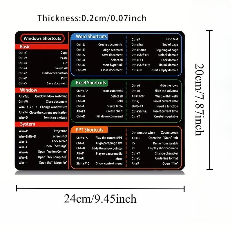 

Mouse Mat Shortcuts Mouse Pad Office Mousepad
