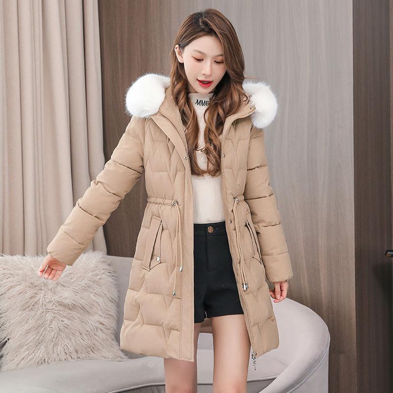 Women's Mid Length Winter Thickened Over Knee Coat Solid Women's Coat Outer