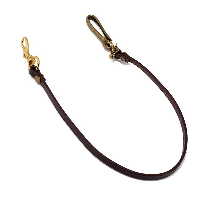Punk Style Trousers Chain Handmade Long Cowhide Plain Genuine Leather Keyring Jean Wallet Chain