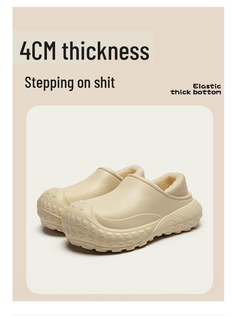 2025 Winter Waterproof Cotton Slippers: Warm, Slip-On, Fleece-Lined, Heel-Covered for Men & Women