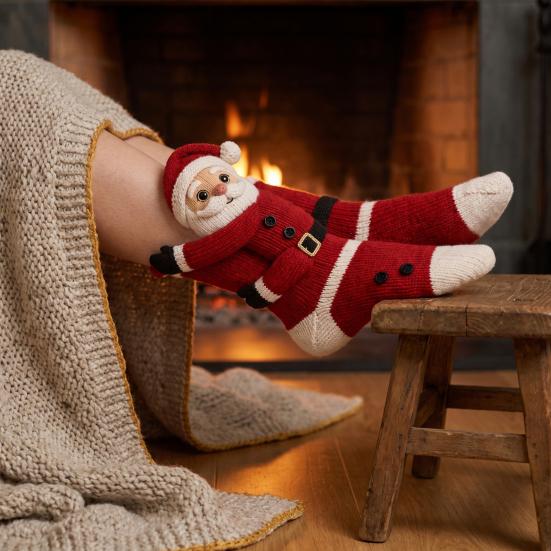 Winter Seasonal Room Ornament 3D Hugging Christmas Stockings for Fireplace Decorations, Large Knit Holiday Gift Decorative Hanging Pendant