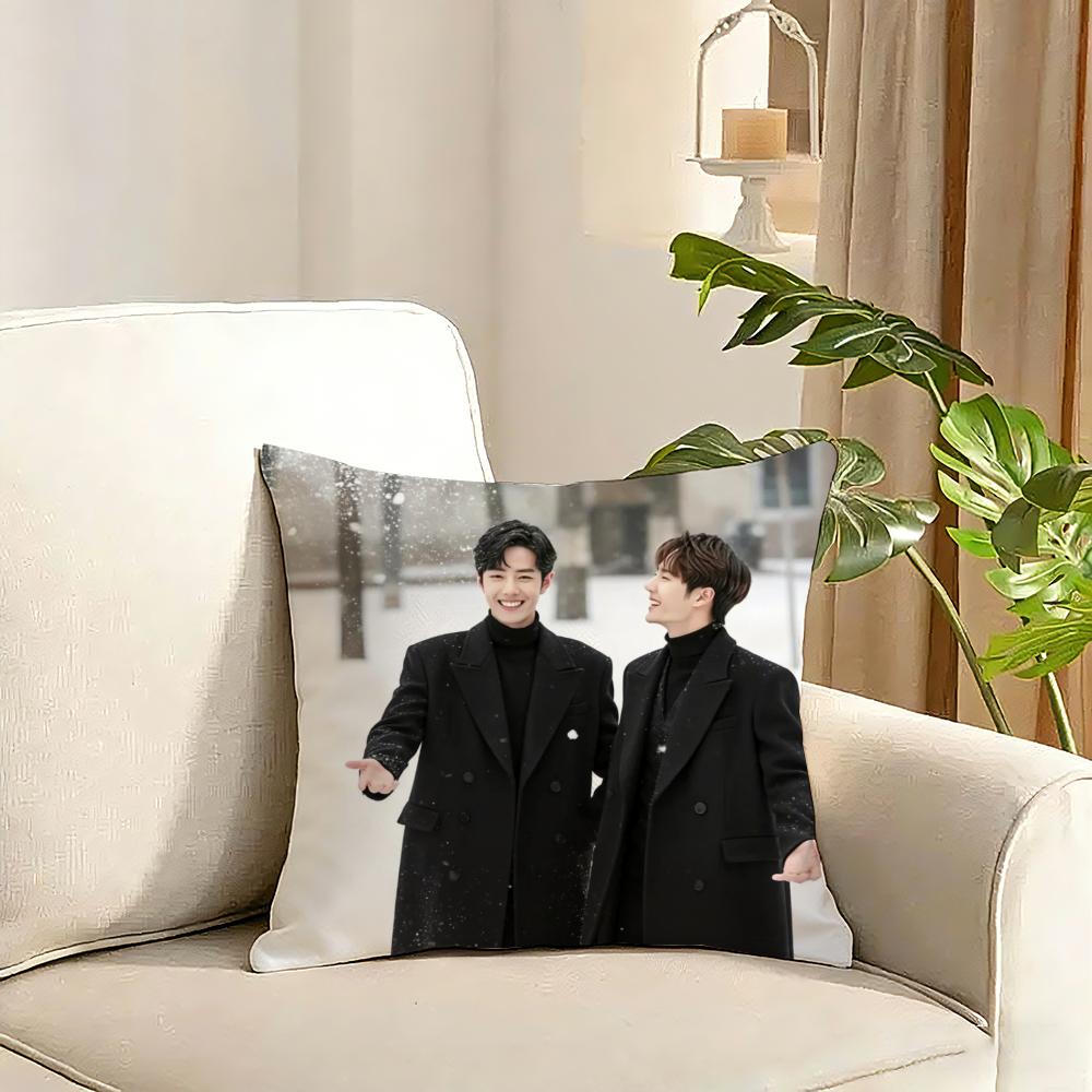 cpXiao Zhanwang Yibo cp Cushion Cover Reversible Plush Pillow Cover Soft Fluffy Home Decor for Sofa Bedroom