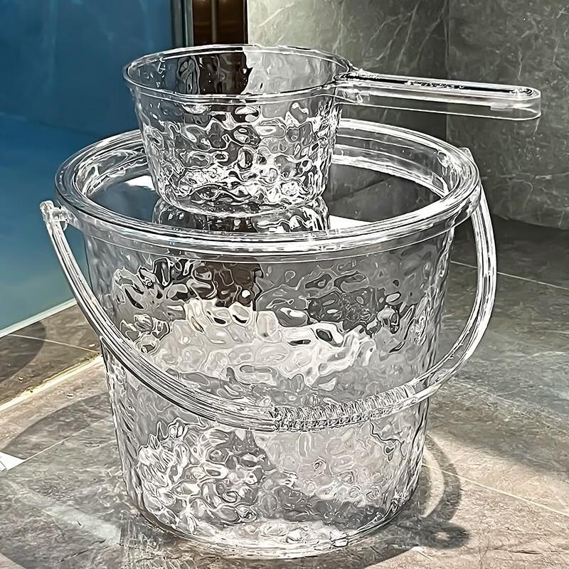 

Утолщенное пластиковое переносное ведро для воды с крышкой и черпаком