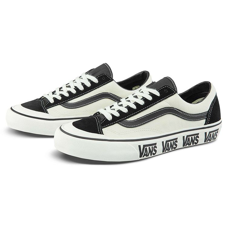 Vans Stile 36 Logo Intersuola Stampa Completa Retro Casual Sport Tela Scarpe da Skate Basse Sneaker Unisex Bianco Sporco Nero VN0A3ZCJ9IG