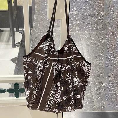 Large Capacity Shopper Tote Bag Ethnic Printed Shoulder Bag Soft Shopper Handbags Fashion Designer Hobos Bags for Women