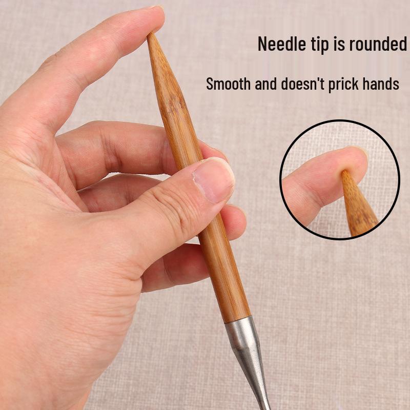 Bamboo-Steel Circular Knitting Needles, Full Set for Hand Knitting Blankets.