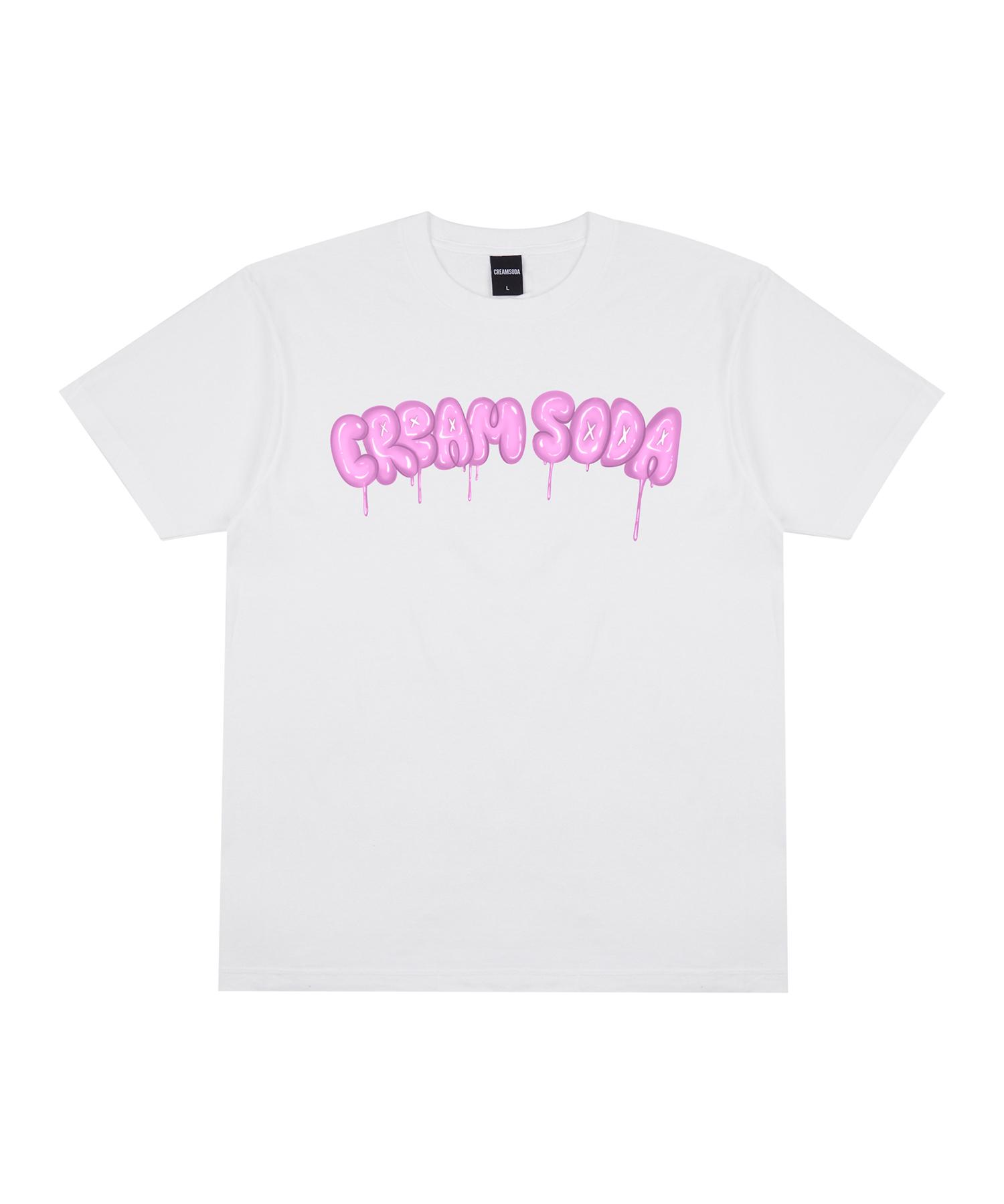 Cream Soda Lab Crsdel Balloon Logo Graphic Short Sleeve T-Shirt White Pink L