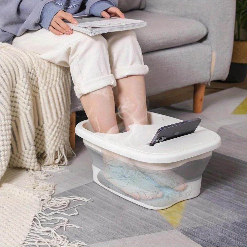 Deckel Faltbarer Fußbad-Massageeimer Einweicheimer Faltbarer Beckeneimer Haushaltssauna Badewanne Pediküre Badezimmerzubehör