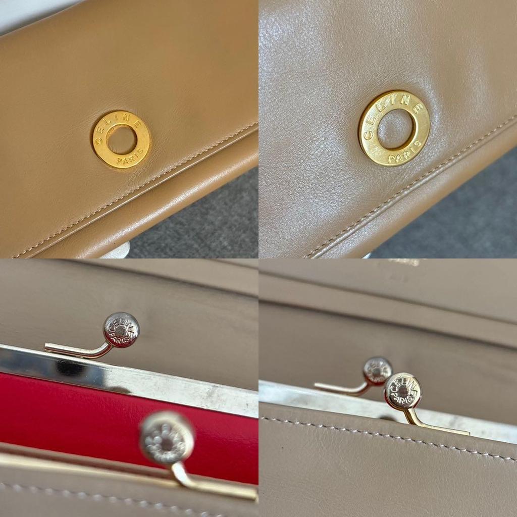 Used Celine Circle Logo Wallet Long Wallet Bi-fold Wallet Beige Cw475