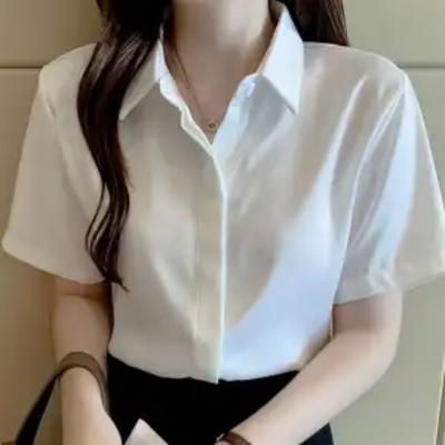 Spring Autumn Anti Wrinkle Short Sleeved Blouses Formal Thin Women's Clothing Base Lining Korean Button Simplicity Trend Shirts
