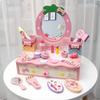 Kids Rabbit Makeup Vanity Set Safety Certified Wooden Bunny Dressing Table