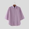 INCERUN Oversized Men Lapel Neck Half Sleeve Solid Buttons Casual Shirts Tops