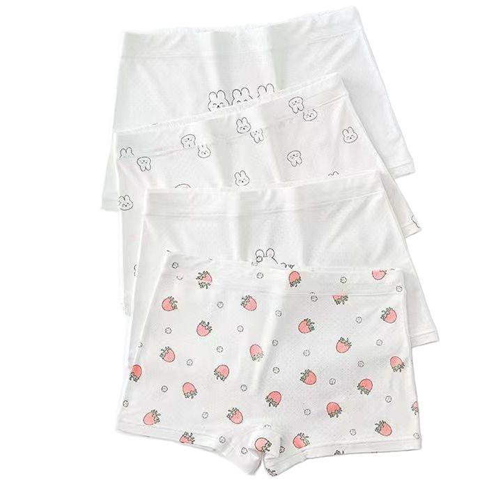 Girls' Ice Silk Antibacterial Boxer Briefs for Summer - Breathable Underwear for Middle and Big Kids