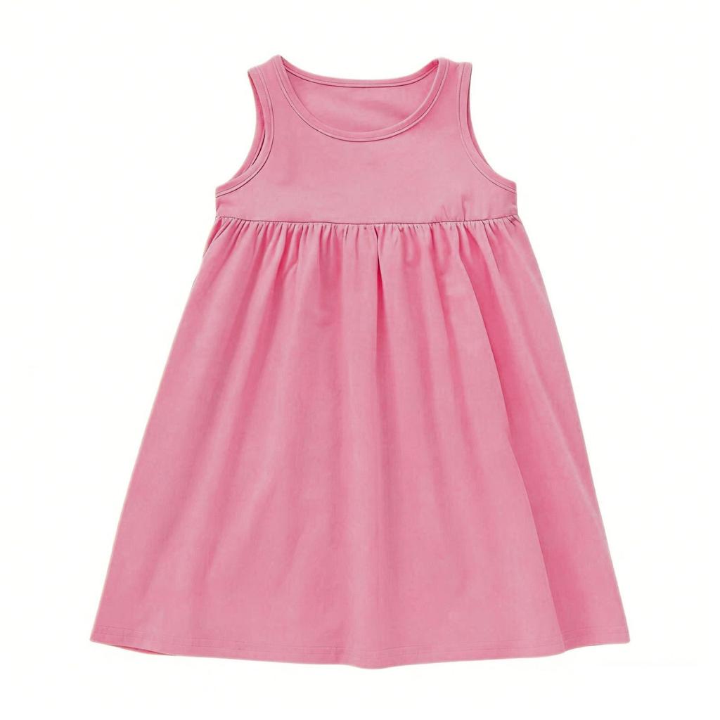 Children's Casual Pullover Sleeveless Round Neck Dress