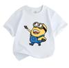 Kids Boys Girls 100% Cotton O-neck Short Sleeve T-Shirt, Cute Cartoon Yellow Minion Character Print Casual Soft Breathable Summer Daily Tee Tops for C