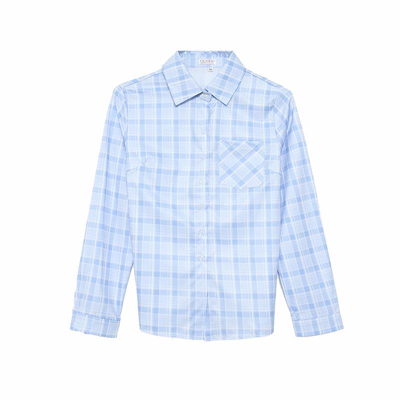 2025 Women's Korean Style Plaid Slimming Shirt - Casual Long Sleeve Print for Spring & Autumn Students
