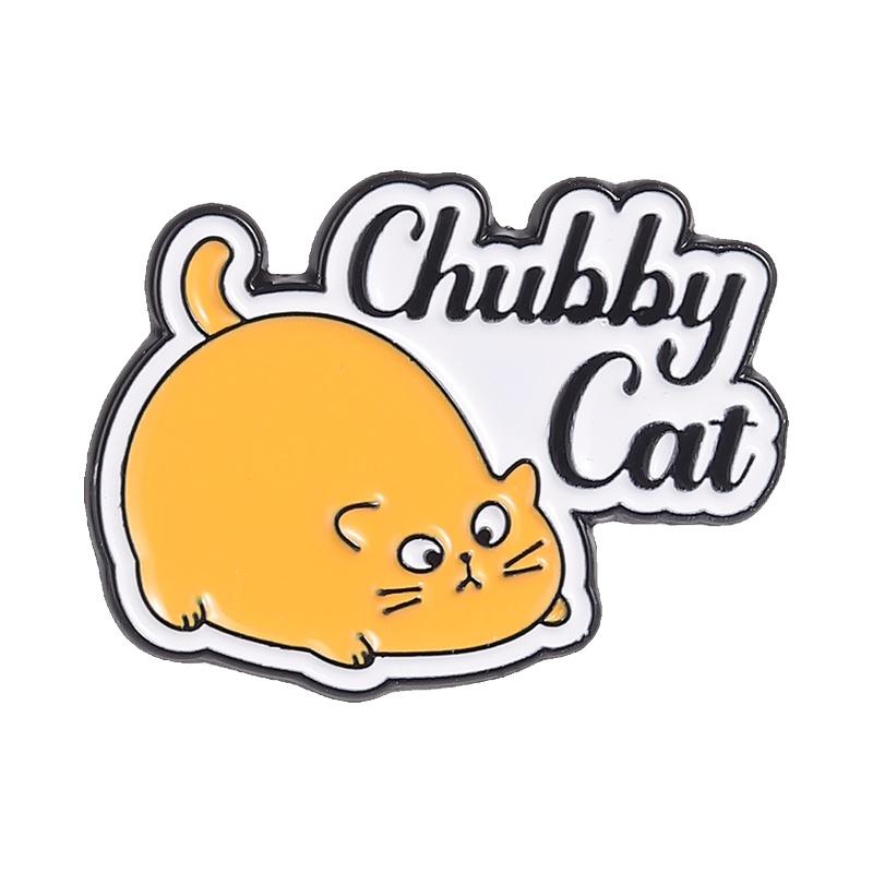Cartoon Seriously Cat Enamel Pins Chubby Cat Kitten Laughing Funny Animal Cat Lover Brooch Lapel Badge Jewelry Gift for Friends