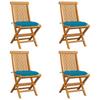 Day and Night - Day and Night Garden Chairs 4 Units Teak Wood with Light Blue Cushions