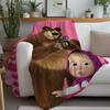 Cartoon M Masha and the bearers Blanket Warm And Soft Suitable For Bedroom Living Room Sofa Bed Office Travel Camping