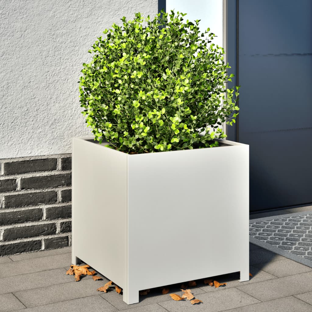 Vidaxl Gartenpflanzgefäß, Weiß, 50X50X50 Cm, Stahl