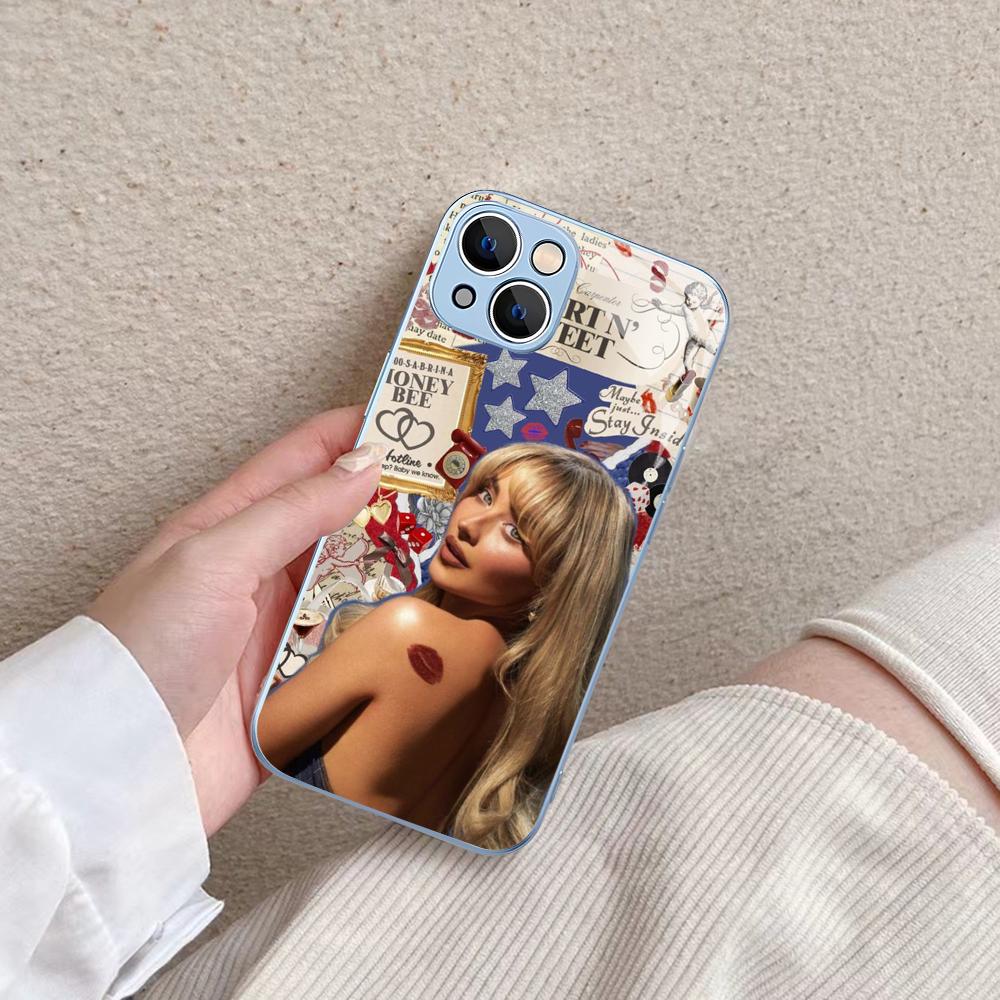 Obal na telefon Singer S-Sabrina C-Carpenter Pro IPhone 14 13 12 Mini 11 Pro XS Max X XR 14 Plus Kryt z tvrzeného skla