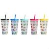 Portable Straw Cup with Lid Travel Mug Color-Changing Juice Beverage Cup X3UC