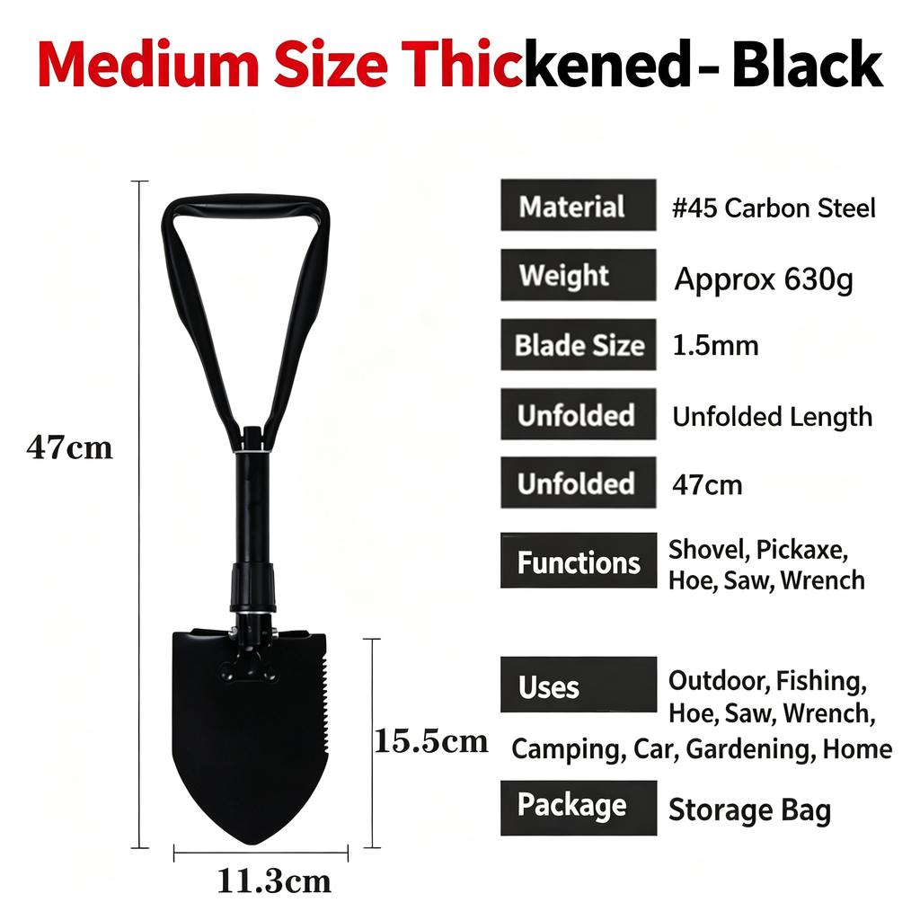 Multifunctional Folding Shovel Portable Outdoor Camping Garden Fishing Spade Emergency Survival Adventure Equipment