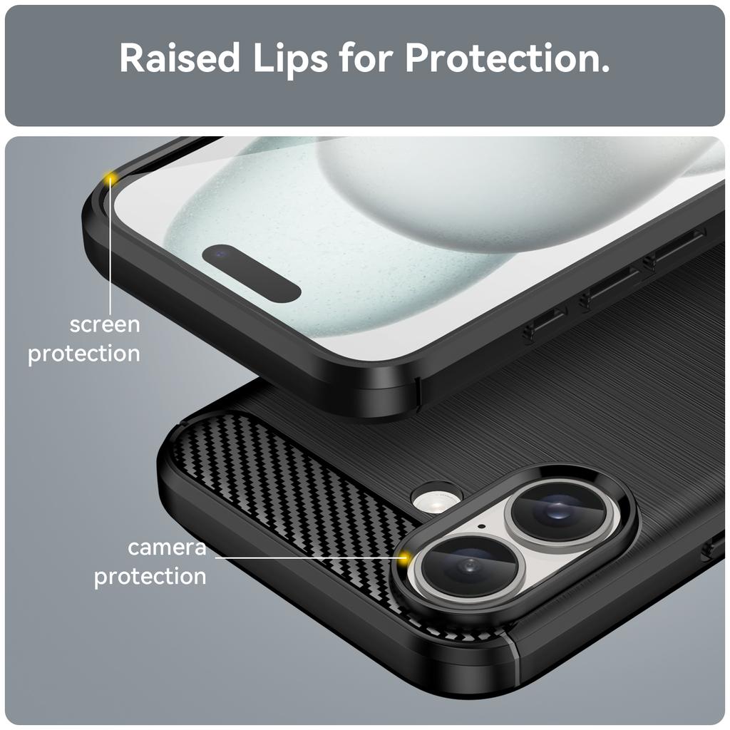 For iPhone 16 Case with Screen Film WANLONFENG LS Series Big Lens Hole Brushed Texture TPU Phone Cover