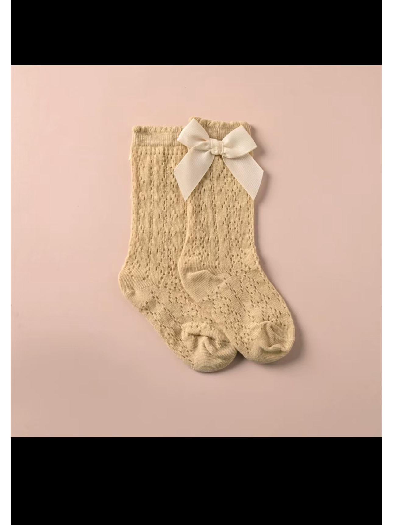 

Детские носки выше колена с бантом и сеткой - Дышащий весенне-летний стиль Size M (1-3 years) хаки