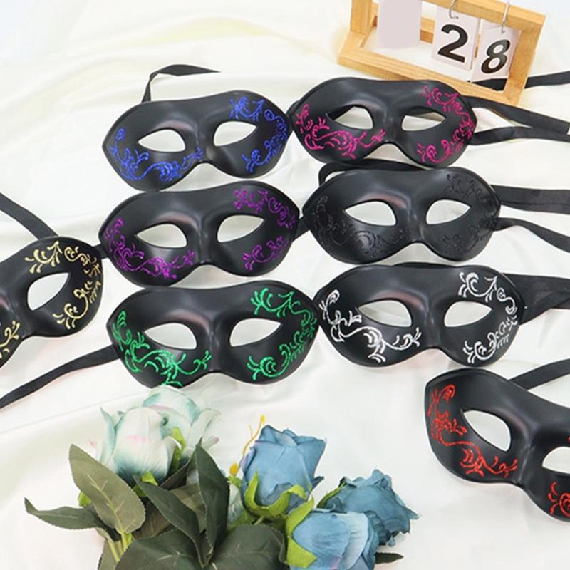 Venezianischer Stil Handbemalte Halbmaske für Kostümpartys Leichter, langlebiger Kunststoff Bequeme Passform Wiederverwendbares Rollenspiel-Accessoire