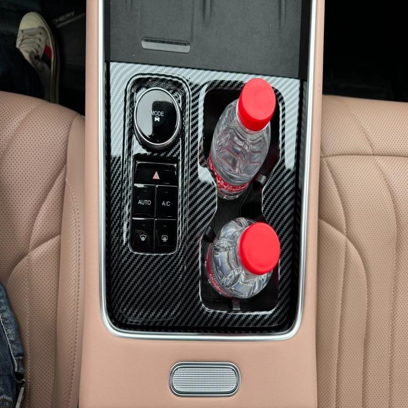 LHD For Chery Tiggo 9 2024 2025  ABS carbonfiber center conlose gear shift panle Storage water cup Cover interior Accessories